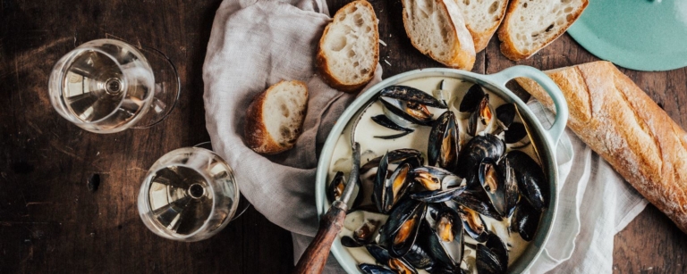 mussels in cream sauce bordeaux german white wine