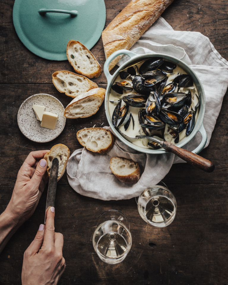 mussels in cream sauce bordeaux german white wine